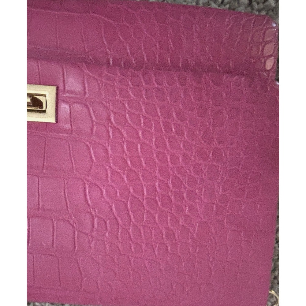 Urban Expressions Pink Croc Embossed Vegan Leather Crossbody Clutch Bag New - Picture 3 of 16